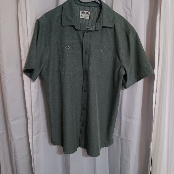 Lake & Trail Men’s Muted Green Short Sleeve Fast-Dri SZ M Button Down Shirt - Picture 2 of 10